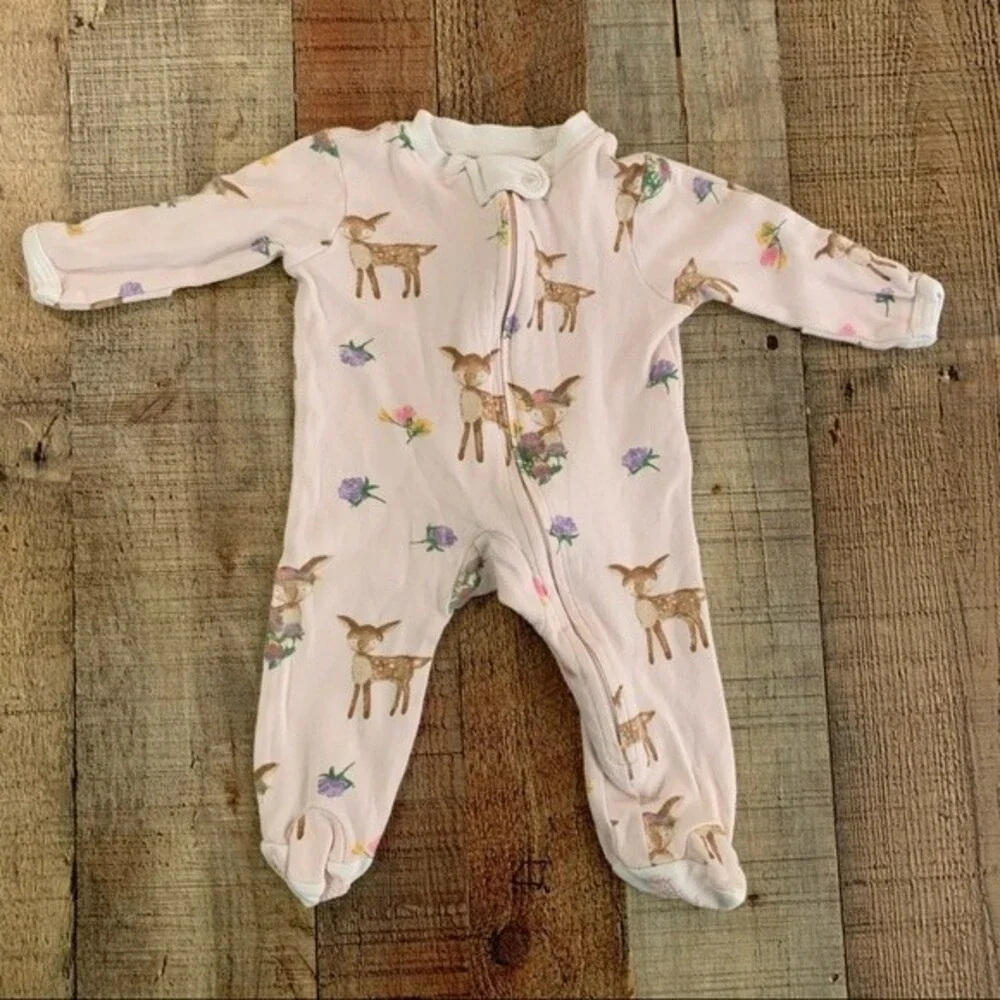 Burt’s Bees Baby Deer And Flower Print Pajamas Newborn